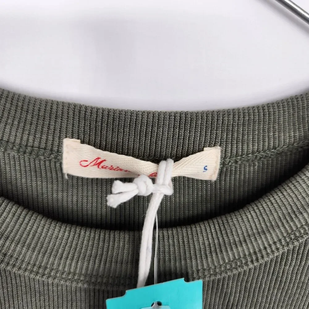 Marine Layer Dark Green Small Lexi Rib Sun In Crew Tee NWT - Picture 4 of 7